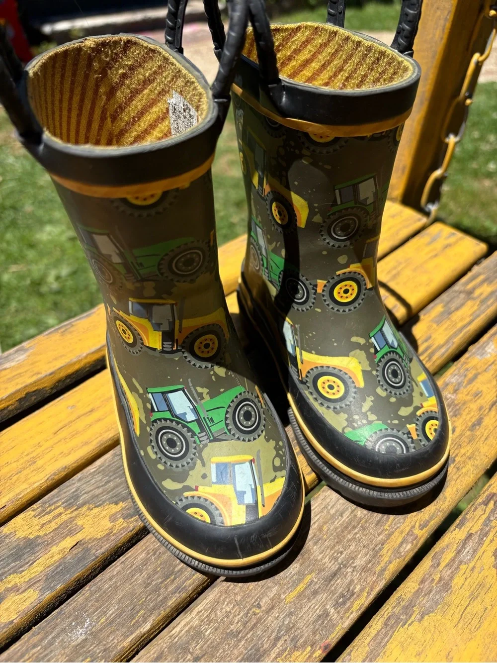 Western Chief Kids' Green & Yellow Tractor Rain Boots